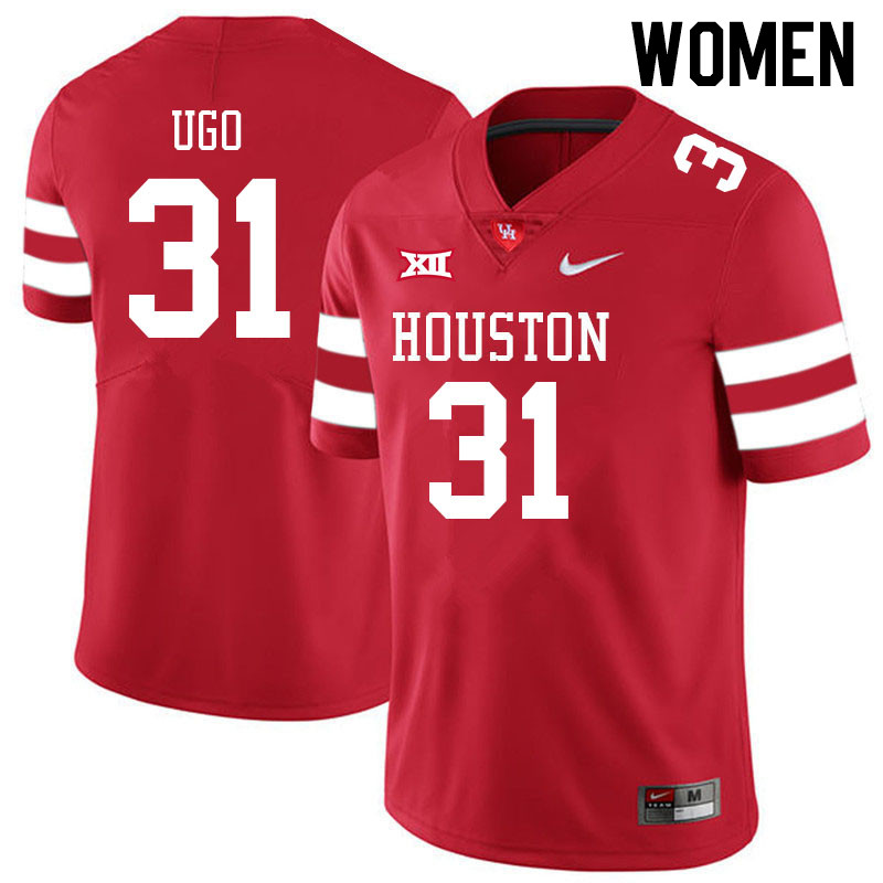 Women #31 Justice Ugo Houston Cougars College Big 12 Conference Football Jerseys Sale-Red